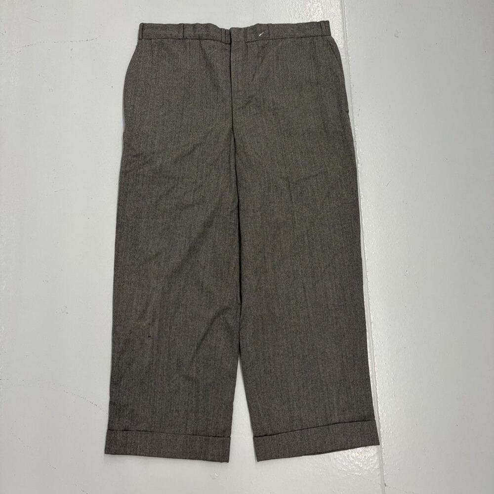 NOS Vintage 50s Grey Wool/Cotton Wide Leg Trousers 36x26